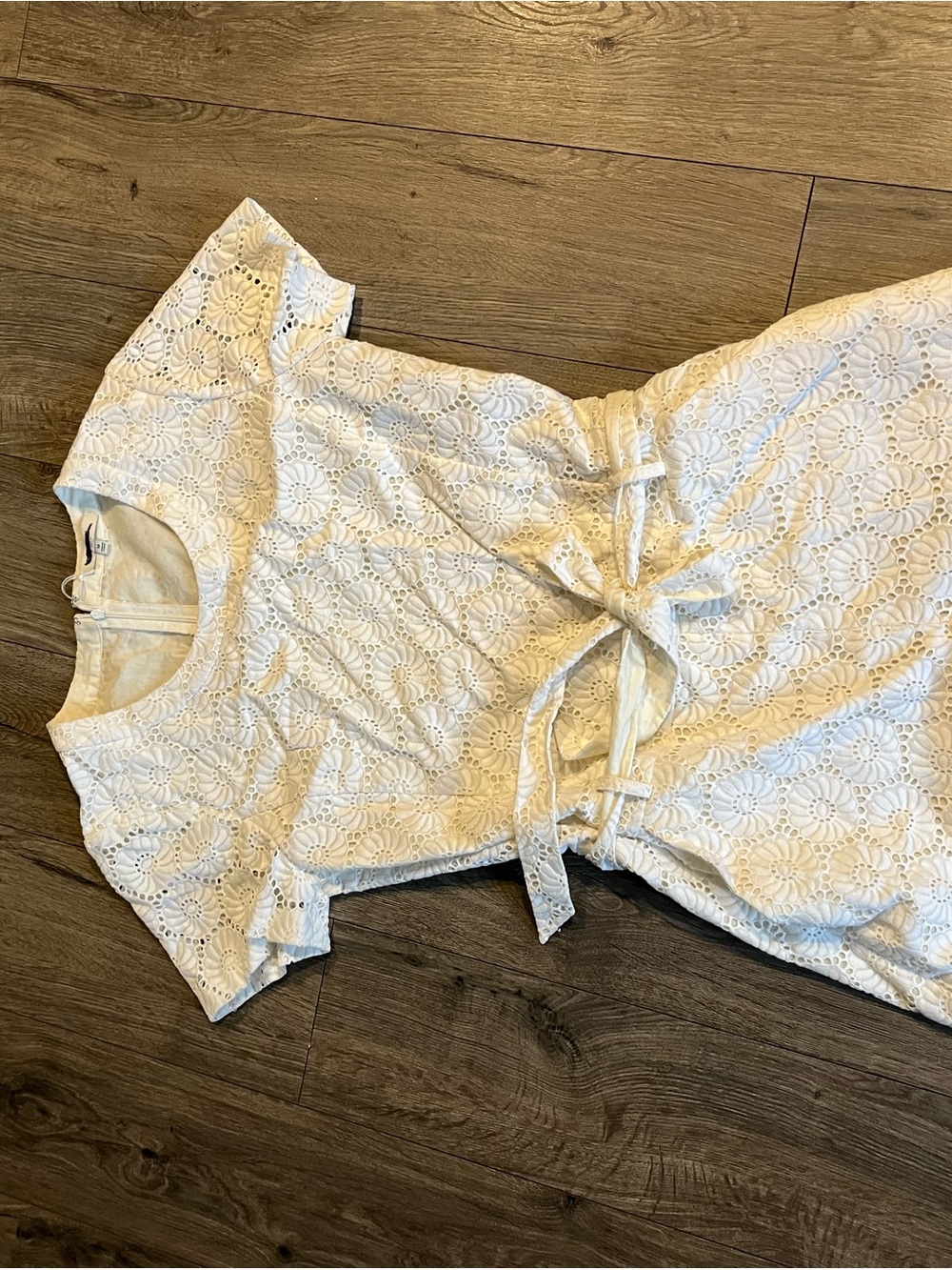 White Eyelet Tie-Front Romper